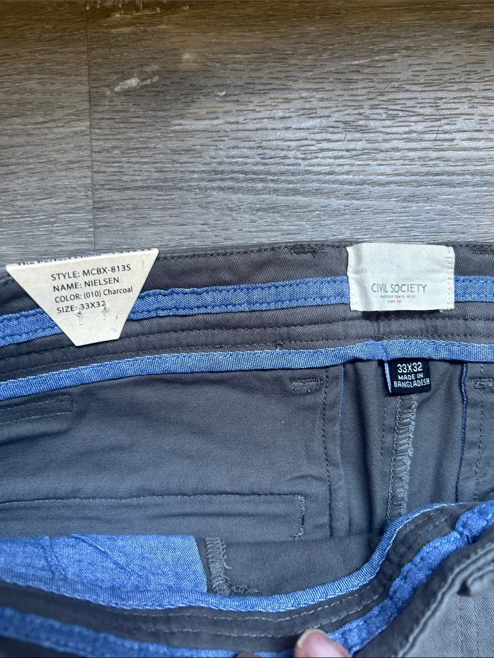 Civil Society The Perfect Chino Nielsen Men's Charcoal Gray Pants Size 33x32 NWT